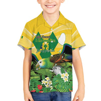 Personalized Saint Vincent and the Grenadines Family Matching Off The Shoulder Long Sleeve Dress and Hawaiian Shirt Amazona Guildingii 46 Years Of Independence - Wonder Print Shop