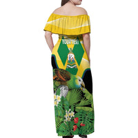 Personalized Saint Vincent and the Grenadines Family Matching Off Shoulder Maxi Dress and Hawaiian Shirt Amazona Guildingii 46 Years Of Independence - Wonder Print Shop