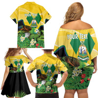 Personalized Saint Vincent and the Grenadines Family Matching Off Shoulder Short Dress and Hawaiian Shirt Amazona Guildingii 46 Years Of Independence - Wonder Print Shop