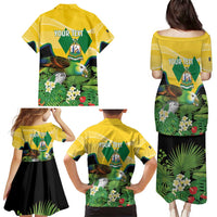 Personalized Saint Vincent and the Grenadines Family Matching Puletasi and Hawaiian Shirt Amazona Guildingii 46 Years Of Independence - Wonder Print Shop