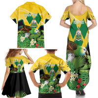 Personalized Saint Vincent and the Grenadines Family Matching Summer Maxi Dress and Hawaiian Shirt Amazona Guildingii 46 Years Of Independence - Wonder Print Shop