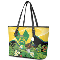 Saint Vincent and the Grenadines Leather Tote Bag Amazona Guildingii 46 Years Of Independence - Wonder Print Shop