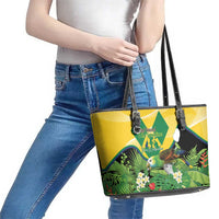 Saint Vincent and the Grenadines Leather Tote Bag Amazona Guildingii 46 Years Of Independence - Wonder Print Shop
