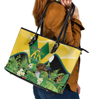 Saint Vincent and the Grenadines Leather Tote Bag Amazona Guildingii 46 Years Of Independence - Wonder Print Shop
