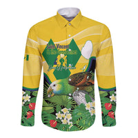 Personalized Saint Vincent and the Grenadines Long Sleeve Button Shirt Amazona Guildingii 46 Years Of Independence - Wonder Print Shop
