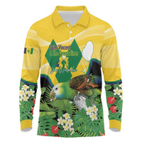 Personalized Saint Vincent and the Grenadines Long Sleeve Polo Shirt Amazona Guildingii 46 Years Of Independence - Wonder Print Shop