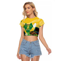 Personalized Saint Vincent and the Grenadines Raglan Cropped T Shirt Amazona Guildingii 46 Years Of Independence - Wonder Print Shop