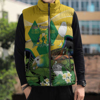 Personalized Saint Vincent and the Grenadines Sleeveless Puffer Jacket Amazona Guildingii 46 Years Of Independence - Wonder Print Shop