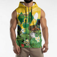 Personalized Saint Vincent and the Grenadines Sleeveless Zip Hoodie Amazona Guildingii 46 Years Of Independence - Wonder Print Shop