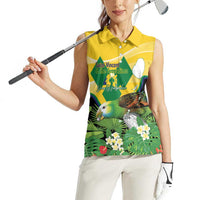 Personalized Saint Vincent and the Grenadines Women Sleeveless Polo Shirt Amazona Guildingii 46 Years Of Independence - Wonder Print Shop