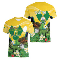 Personalized Saint Vincent and the Grenadines Women V-Neck T-Shirt Amazona Guildingii 46 Years Of Independence - Wonder Print Shop