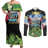 Antigua and Barbuda Independence Day Couples Matching Off Shoulder Maxi Dress and Long Sleeve Button Shirt 44th Anniversary One Flag One People One Spirit - Wonder Print Shop