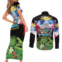 Antigua and Barbuda Independence Day Couples Matching Short Sleeve Bodycon Dress and Long Sleeve Button Shirt 44th Anniversary One Flag One People One Spirit - Wonder Print Shop