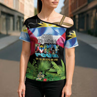 Antigua and Barbuda Independence Day Cross Shoulder Shirt 44th Anniversary One Flag One People One Spirit - Wonder Print Shop