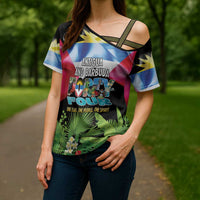 Antigua and Barbuda Independence Day Cross Shoulder Shirt 44th Anniversary One Flag One People One Spirit - Wonder Print Shop