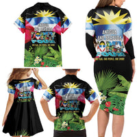 Antigua and Barbuda Independence Day Family Matching Long Sleeve Bodycon Dress and Hawaiian Shirt 44th Anniversary One Flag One People One Spirit - Wonder Print Shop
