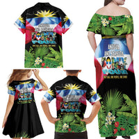 Antigua and Barbuda Independence Day Family Matching Off Shoulder Maxi Dress and Hawaiian Shirt 44th Anniversary One Flag One People One Spirit - Wonder Print Shop
