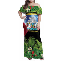 Antigua and Barbuda Independence Day Family Matching Off Shoulder Maxi Dress and Hawaiian Shirt 44th Anniversary One Flag One People One Spirit - Wonder Print Shop