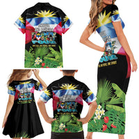 Antigua and Barbuda Independence Day Family Matching Short Sleeve Bodycon Dress and Hawaiian Shirt 44th Anniversary One Flag One People One Spirit - Wonder Print Shop