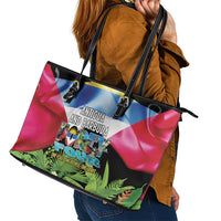 Antigua and Barbuda Independence Day Leather Tote Bag 44th Anniversary One Flag One People One Spirit - Wonder Print Shop