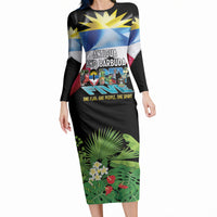 Antigua and Barbuda Independence Day Long Sleeve Bodycon Dress 44th Anniversary One Flag One People One Spirit - Wonder Print Shop