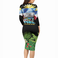 Antigua and Barbuda Independence Day Long Sleeve Bodycon Dress 44th Anniversary One Flag One People One Spirit - Wonder Print Shop