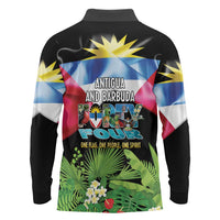 Antigua and Barbuda Independence Day Long Sleeve Polo Shirt 44th Anniversary One Flag One People One Spirit - Wonder Print Shop