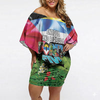 Antigua and Barbuda Independence Day Off Shoulder Short Dress 44th Anniversary One Flag One People One Spirit - Wonder Print Shop