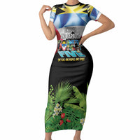 Antigua and Barbuda Independence Day Short Sleeve Bodycon Dress 44th Anniversary One Flag One People One Spirit - Wonder Print Shop
