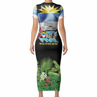 Antigua and Barbuda Independence Day Short Sleeve Bodycon Dress 44th Anniversary One Flag One People One Spirit - Wonder Print Shop