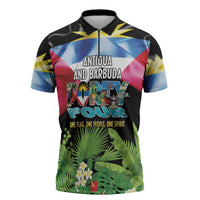 Antigua and Barbuda Independence Day Zipper Polo Shirt 44th Anniversary One Flag One People One Spirit - Wonder Print Shop