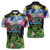 Antigua and Barbuda Independence Day Zipper Polo Shirt 44th Anniversary One Flag One People One Spirit - Wonder Print Shop