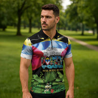 Antigua and Barbuda Independence Day Zipper Polo Shirt 44th Anniversary One Flag One People One Spirit - Wonder Print Shop