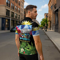 Antigua and Barbuda Independence Day Zipper Polo Shirt 44th Anniversary One Flag One People One Spirit - Wonder Print Shop