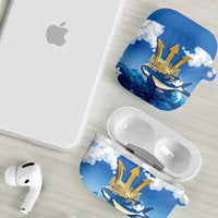 Barbados Independence Day AirPods Case Gold Trident and Flying Fish - Wonder Print Shop