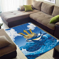 Barbados Independence Day Area Rug Gold Trident and Flying Fish - Wonder Print Shop