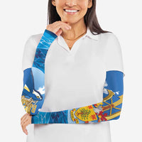 Barbados Independence Day Arm Sleeves Gold Trident and Flying Fish - Wonder Print Shop