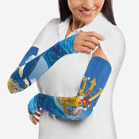 Barbados Independence Day Arm Sleeves Gold Trident and Flying Fish - Wonder Print Shop
