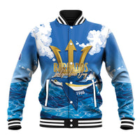 Barbados Independence Day Baseball Jacket Gold Trident and Flying Fish - Wonder Print Shop