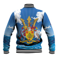 Barbados Independence Day Baseball Jacket Gold Trident and Flying Fish - Wonder Print Shop