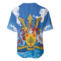 Barbados Independence Day Baseball Jersey Gold Trident and Flying Fish - Wonder Print Shop