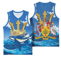 Barbados Independence Day Basketball Jersey Gold Trident and Flying Fish - Wonder Print Shop