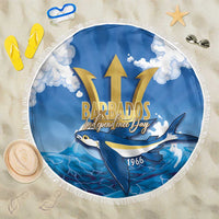 Barbados Independence Day Beach Blanket Gold Trident and Flying Fish - Wonder Print Shop