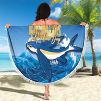 Barbados Independence Day Beach Blanket Gold Trident and Flying Fish - Wonder Print Shop