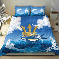 Barbados Independence Day Bedding Set Gold Trident and Flying Fish - Wonder Print Shop