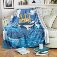 Barbados Independence Day Blanket Gold Trident and Flying Fish - Wonder Print Shop