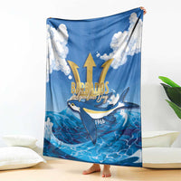Barbados Independence Day Blanket Gold Trident and Flying Fish - Wonder Print Shop