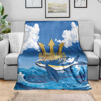 Barbados Independence Day Blanket Gold Trident and Flying Fish - Wonder Print Shop