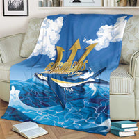 Barbados Independence Day Blanket Gold Trident and Flying Fish - Wonder Print Shop