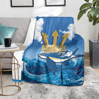 Barbados Independence Day Blanket Gold Trident and Flying Fish - Wonder Print Shop